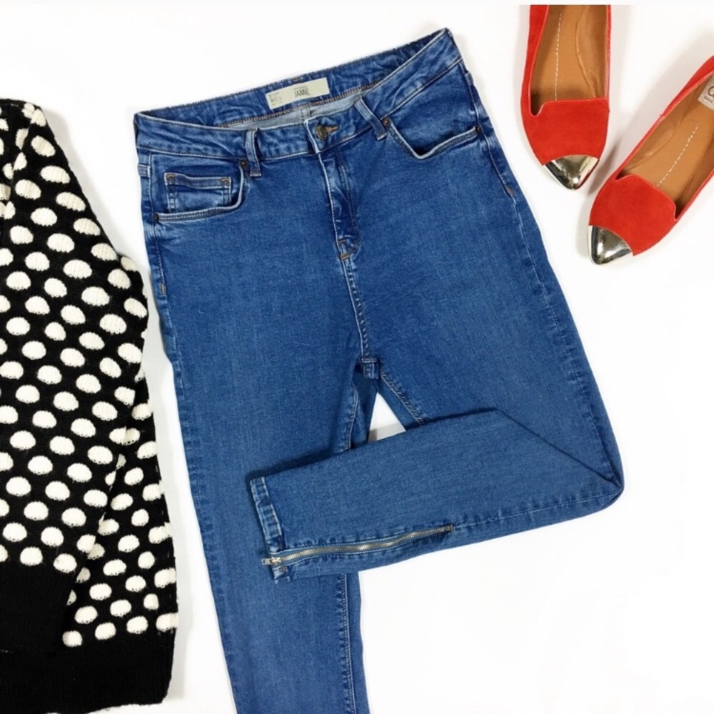 topshop jamie moto ankle zip high skinny jeans